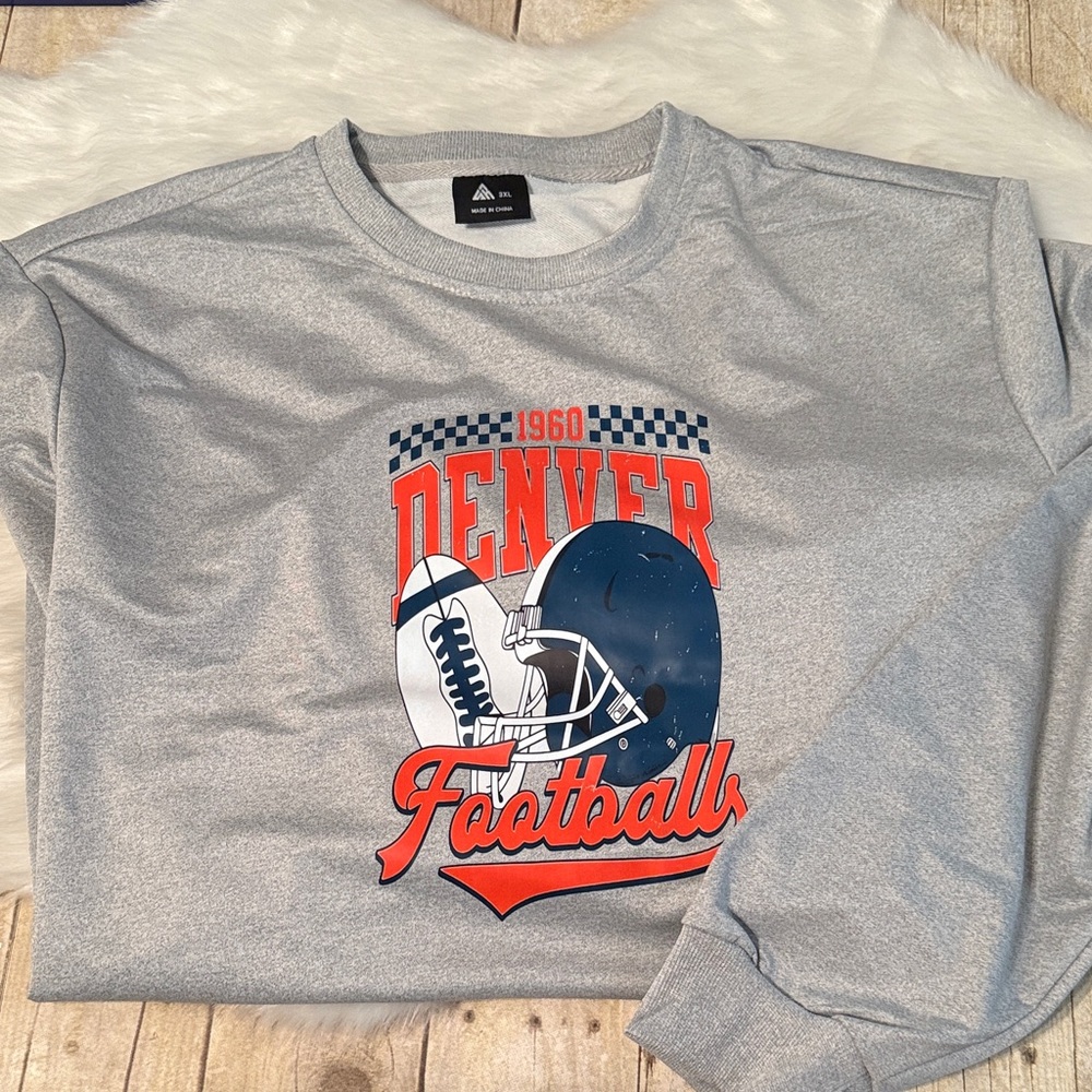 Denver Broncos Gray Crewneck Pullover